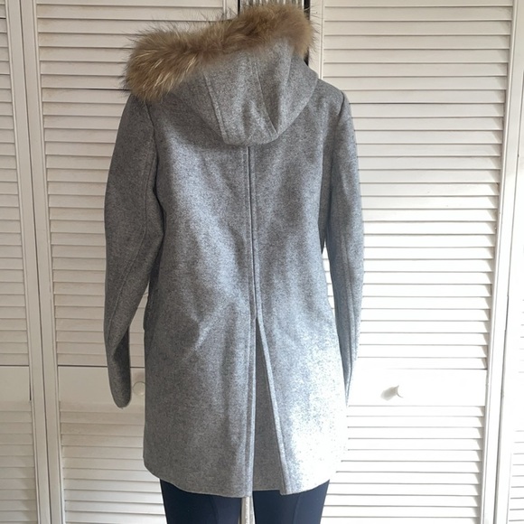 Maje- Grey Parka Coat with Fur Trim size 38= US 6 - Picture 4 of 8